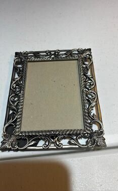 Vintage Ornate Silver Tone Picture Frame with Floral Design 3x5